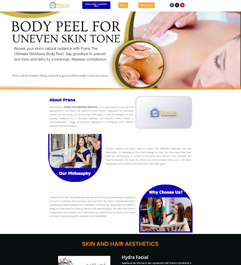 Salon services Website